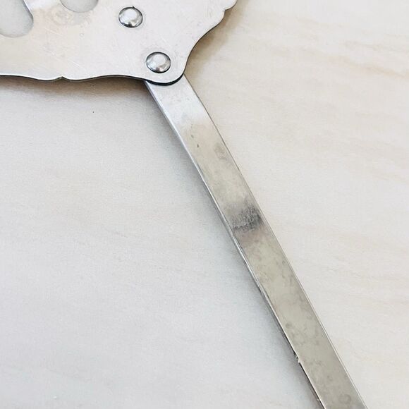 Royal Sharpcutter Stainless Slotted Spatula Turner Scalloped Curved Wood Handle - Picture 3 of 10